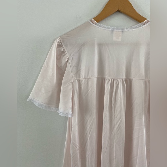 Vintage 80s Light Pink Lacey Slip Dress w/ Floral Detail - Picture 7 of 7
